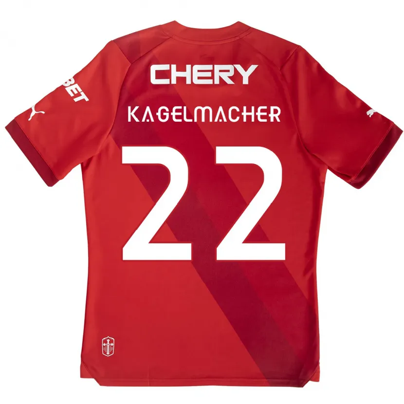 Danxen Enfant Maillot Gary Kagelmacher #22 Rouge Blanc Tenues Extérieur 2024/25 T-Shirt