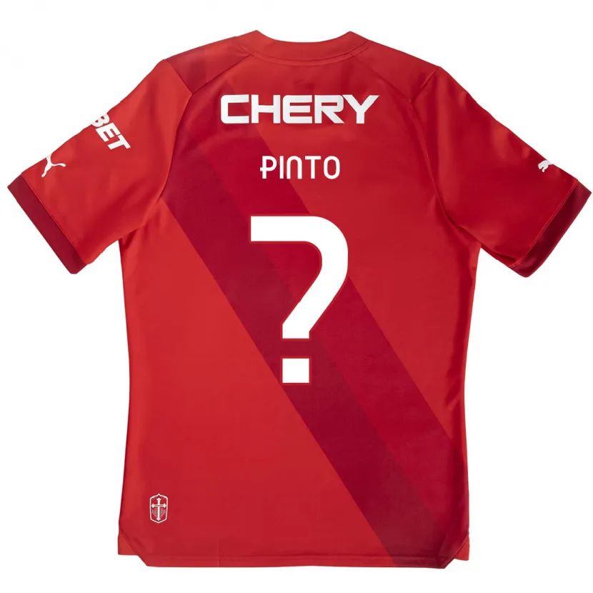 Danxen Enfant Maillot Pablo Pinto #0 Rouge Blanc Tenues Extérieur 2024/25 T-Shirt