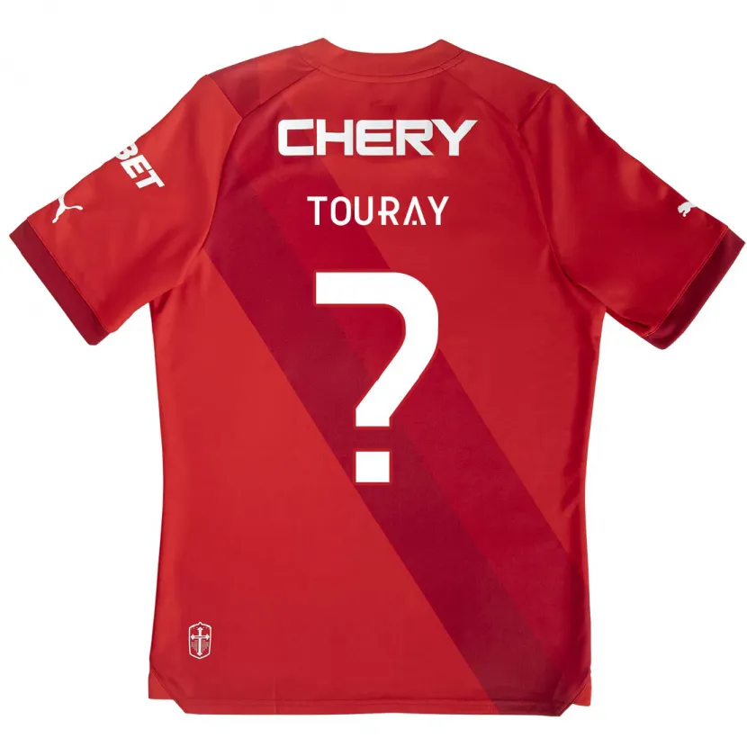 Danxen Enfant Maillot Ousman Touray #0 Rouge Blanc Tenues Extérieur 2024/25 T-Shirt