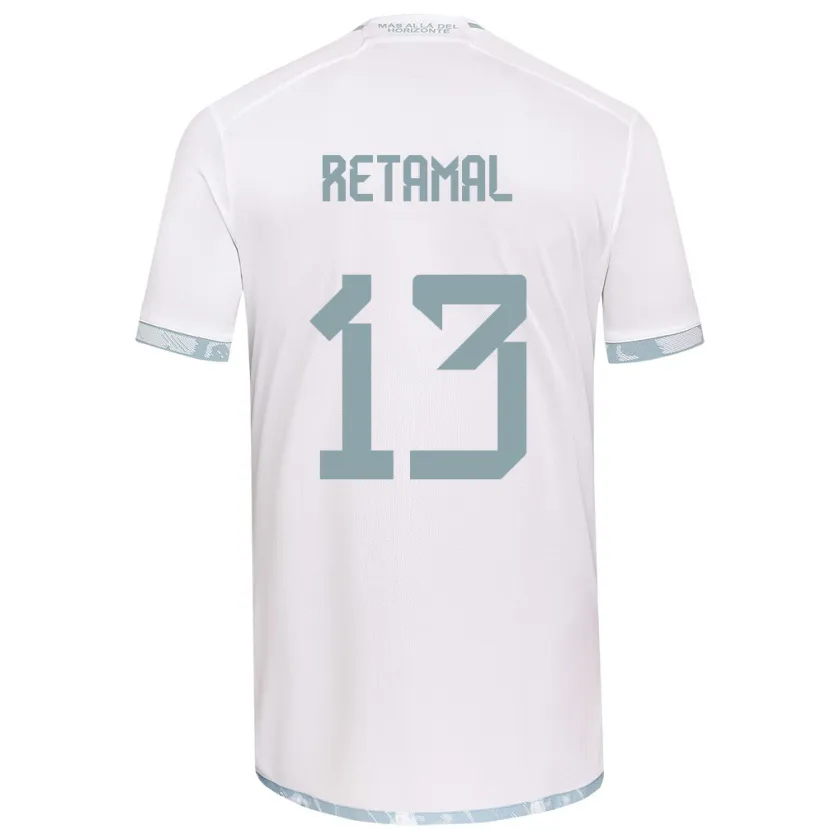 Danxen Enfant Maillot David Retamal #13 Blanc Gris Tenues Extérieur 2024/25 T-Shirt