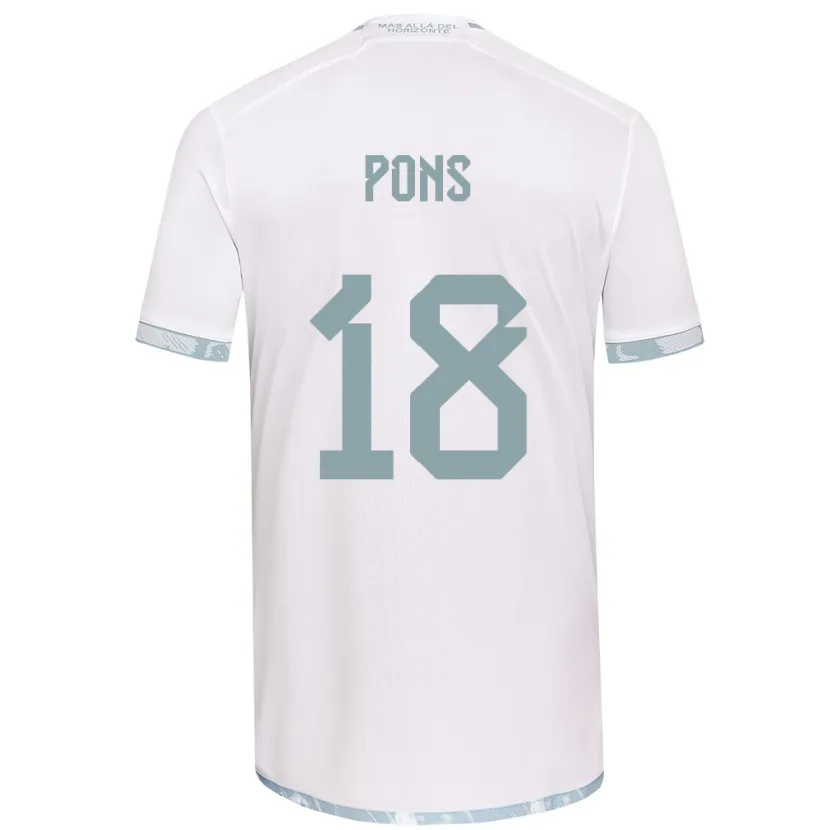 Danxen Enfant Maillot Luciano Pons #18 Blanc Gris Tenues Extérieur 2024/25 T-Shirt