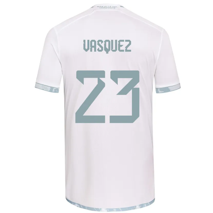 Danxen Enfant Maillot Ignacio Vásquez #23 Blanc Gris Tenues Extérieur 2024/25 T-Shirt