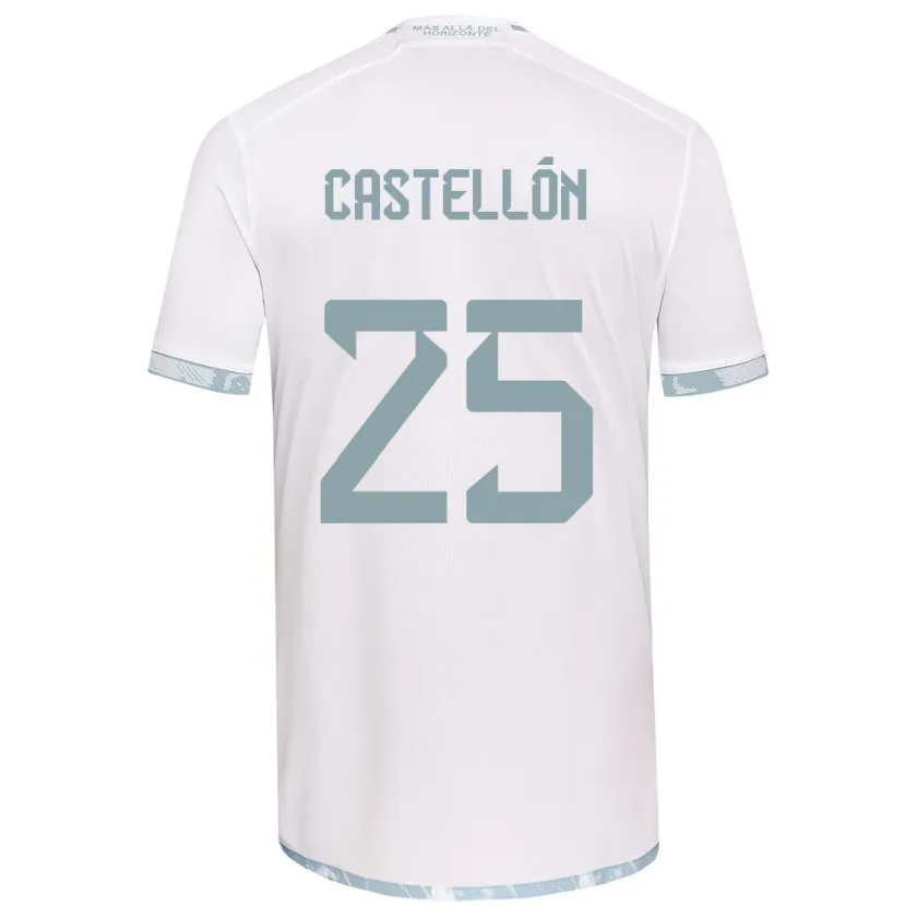 Danxen Enfant Maillot Gabriel Castellón #25 Blanc Gris Tenues Extérieur 2024/25 T-Shirt