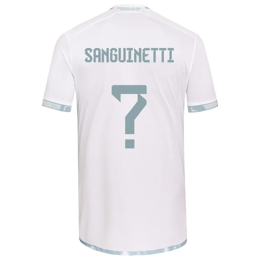 Danxen Enfant Maillot Fernando Sanguinetti #0 Blanc Gris Tenues Extérieur 2024/25 T-Shirt