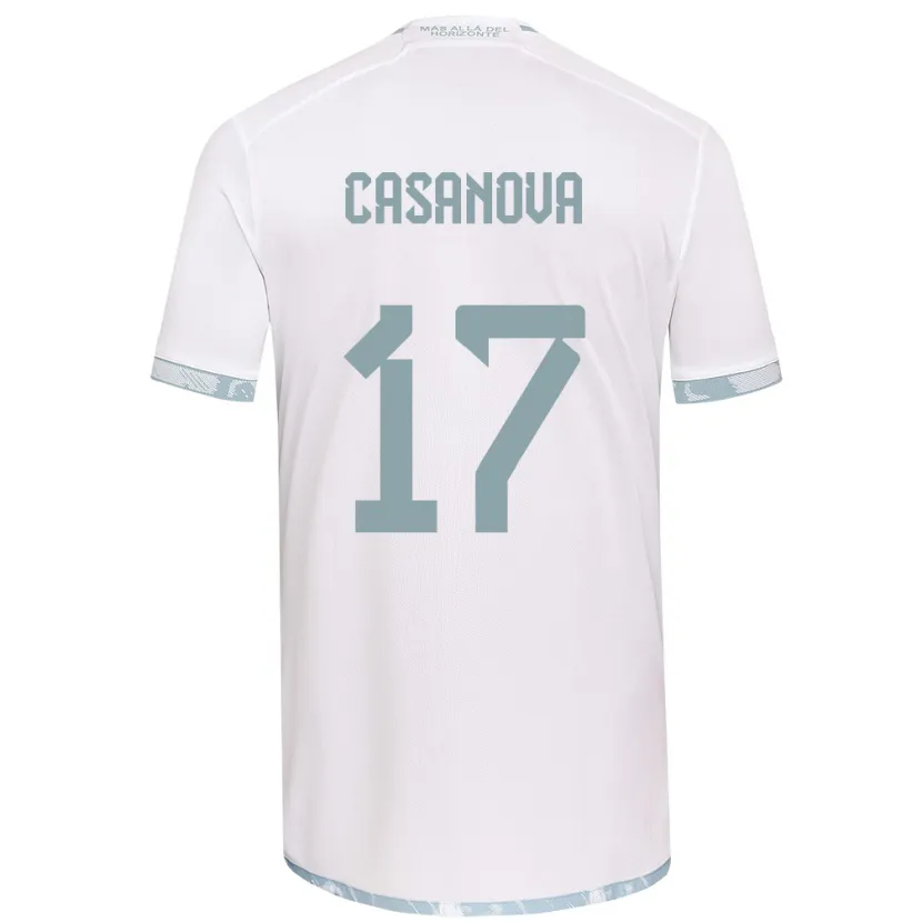 Danxen Enfant Maillot Luis Casanova #17 Blanc Gris Tenues Extérieur 2024/25 T-Shirt