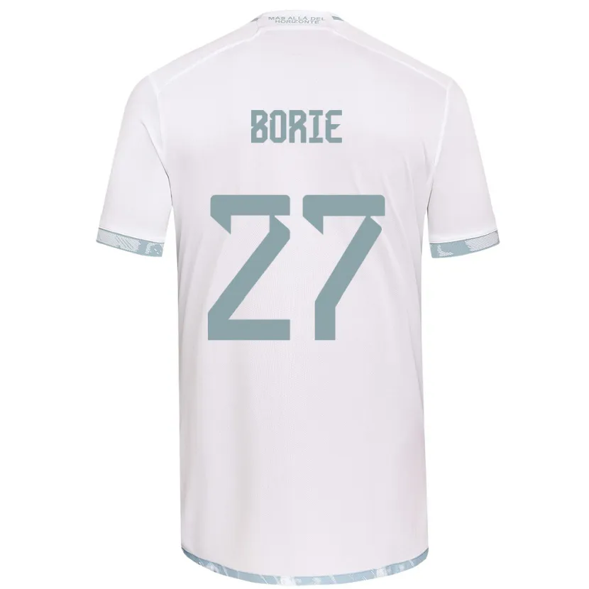 Danxen Enfant Maillot Emilie Borie #27 Blanc Gris Tenues Extérieur 2024/25 T-Shirt