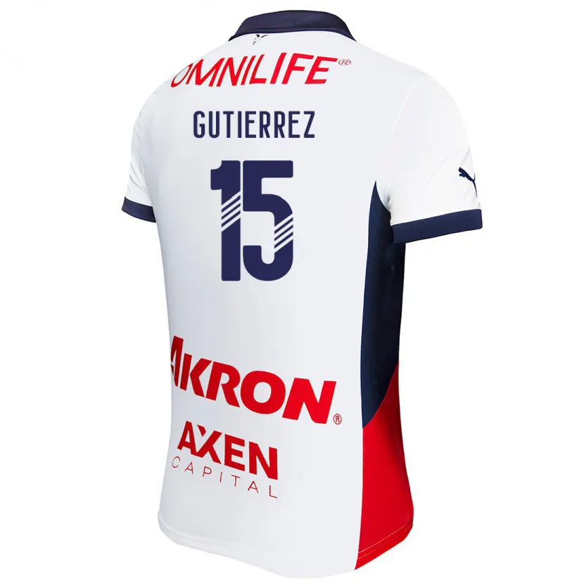 Danxen Enfant Maillot Érick Gutiérrez #15 Blanc Rouge Bleu Tenues Extérieur 2024/25 T-Shirt