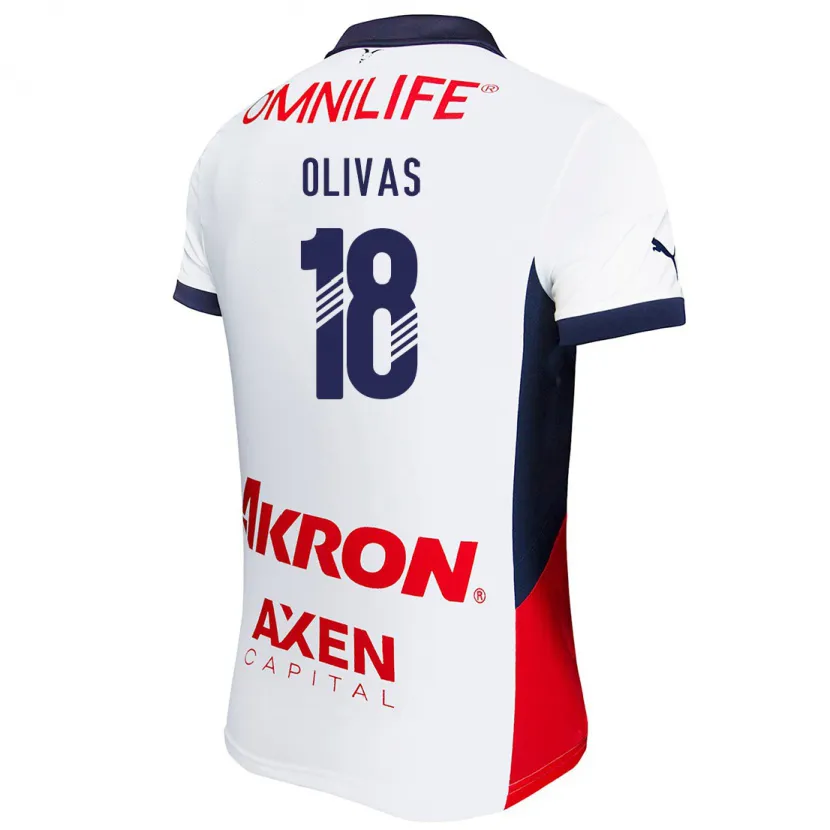 Danxen Enfant Maillot Luis Olivas #18 Blanc Rouge Bleu Tenues Extérieur 2024/25 T-Shirt