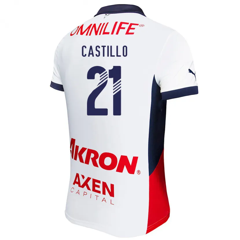 Danxen Enfant Maillot José Castillo #21 Blanc Rouge Bleu Tenues Extérieur 2024/25 T-Shirt