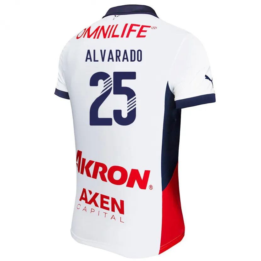 Danxen Enfant Maillot Roberto Alvarado #25 Blanc Rouge Bleu Tenues Extérieur 2024/25 T-Shirt