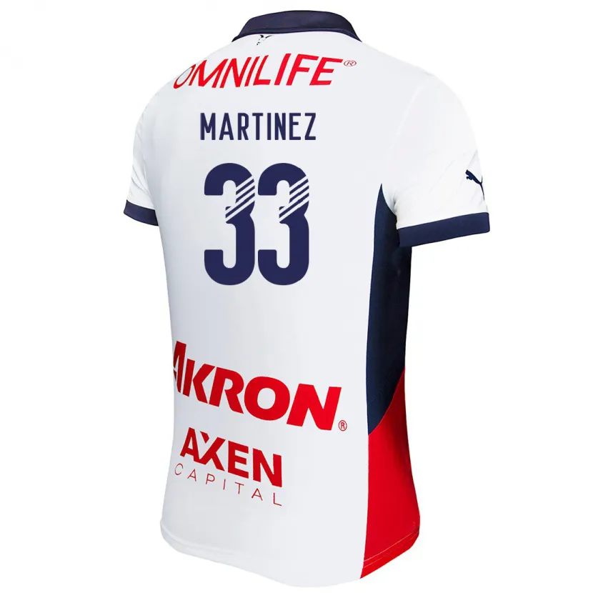 Danxen Enfant Maillot Raúl Martínez #33 Blanc Rouge Bleu Tenues Extérieur 2024/25 T-Shirt