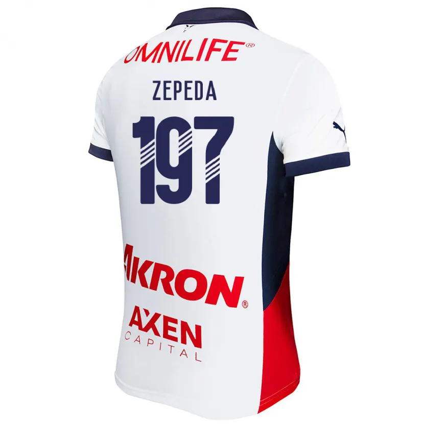 Danxen Enfant Maillot Carlos Zepeda #197 Blanc Rouge Bleu Tenues Extérieur 2024/25 T-Shirt