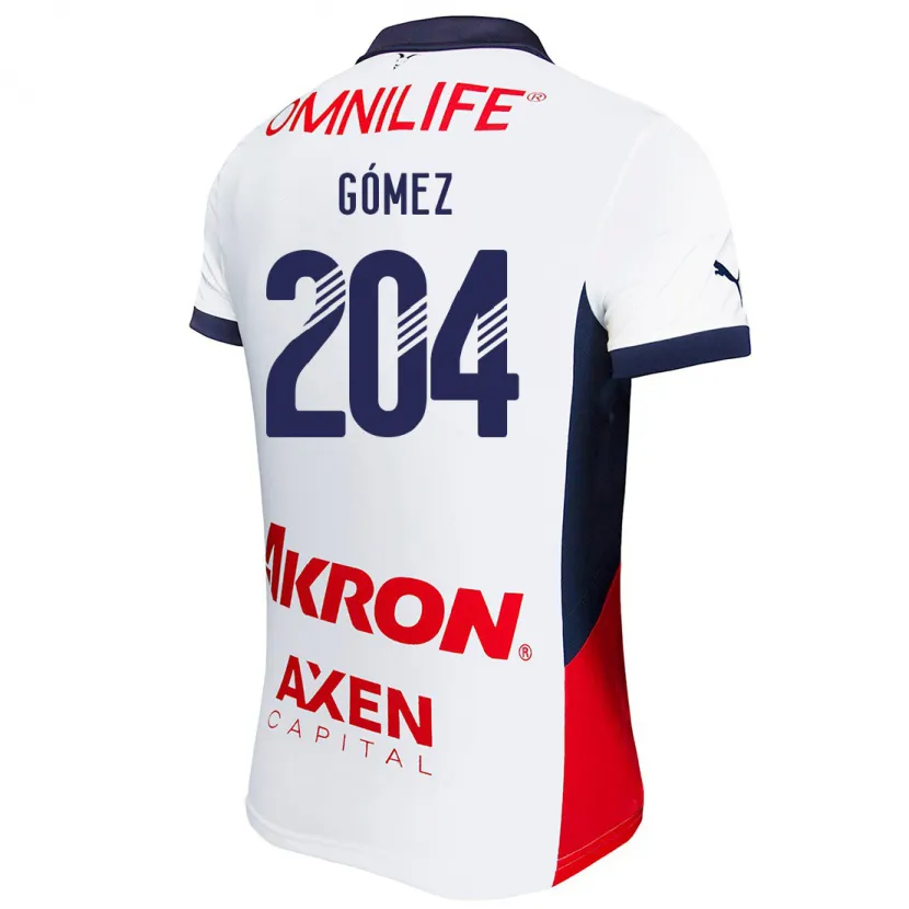 Danxen Enfant Maillot Luis Gómez #204 Blanc Rouge Bleu Tenues Extérieur 2024/25 T-Shirt