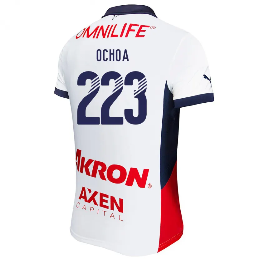 Danxen Enfant Maillot Diego Ochoa #223 Blanc Rouge Bleu Tenues Extérieur 2024/25 T-Shirt