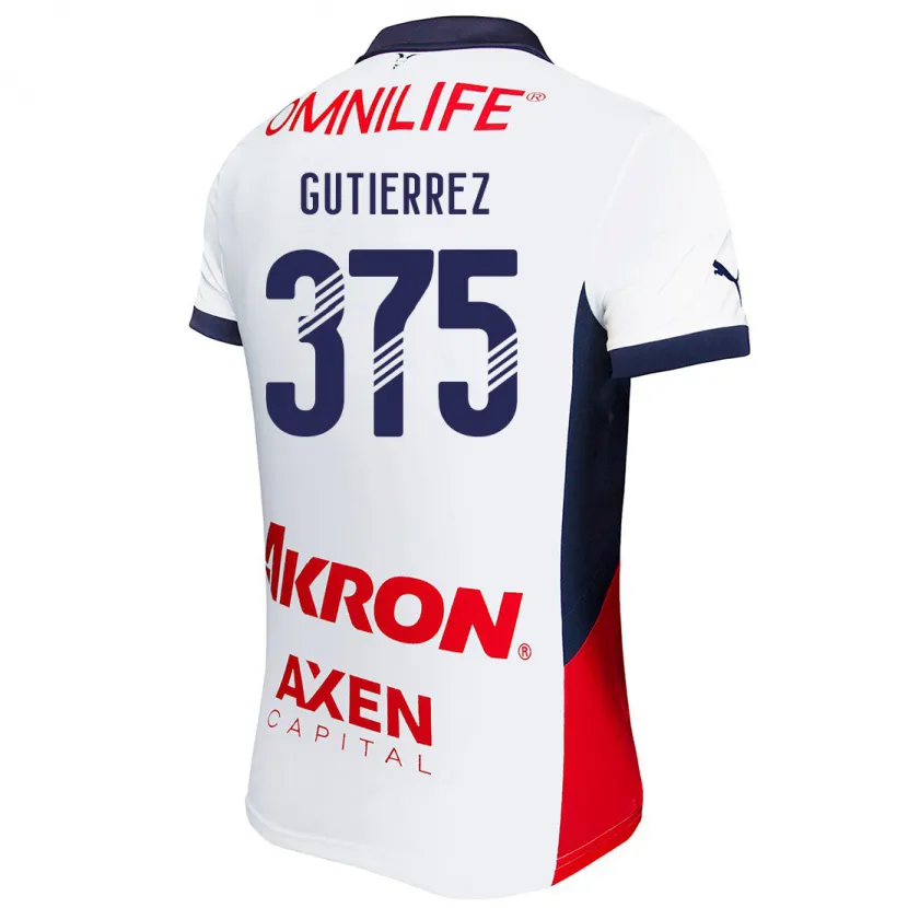 Danxen Enfant Maillot Gerson Gutiérrez #375 Blanc Rouge Bleu Tenues Extérieur 2024/25 T-Shirt