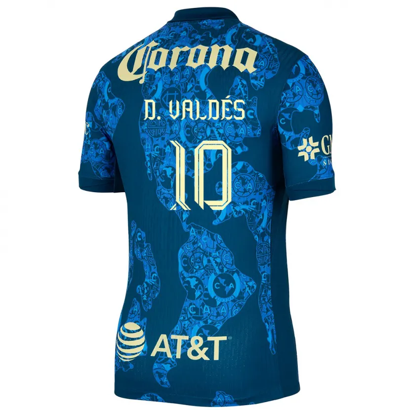 Danxen Enfant Maillot Diego Valdés #10 Bleu Jaune Tenues Extérieur 2024/25 T-Shirt