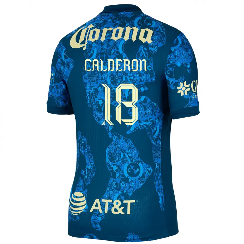 Danxen Enfant Maillot Cristian Calderón #18 Bleu Jaune Tenues Extérieur 2024/25 T-Shirt