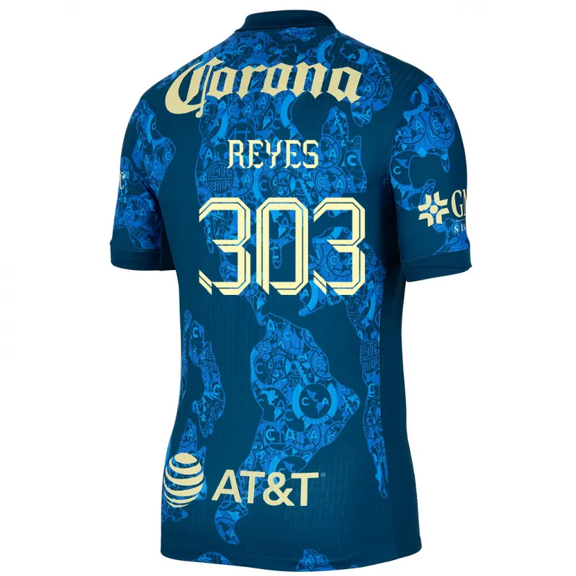 Danxen Enfant Maillot Diego Reyes #303 Bleu Jaune Tenues Extérieur 2024/25 T-Shirt