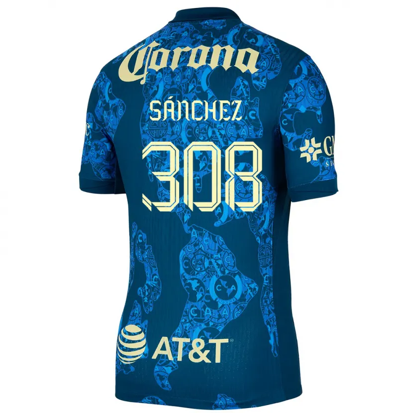 Danxen Enfant Maillot Oswaldo Sánchez #308 Bleu Jaune Tenues Extérieur 2024/25 T-Shirt