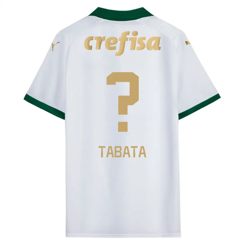 Danxen Enfant Maillot Bruno Tabata #0 Blanc Vert Tenues Extérieur 2024/25 T-Shirt