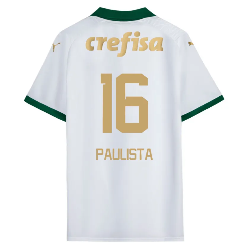 Danxen Enfant Maillot Caio Paulista #16 Blanc Vert Tenues Extérieur 2024/25 T-Shirt