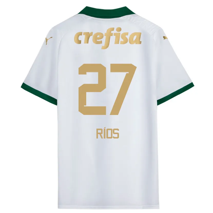 Danxen Enfant Maillot Richard Ríos #27 Blanc Vert Tenues Extérieur 2024/25 T-Shirt