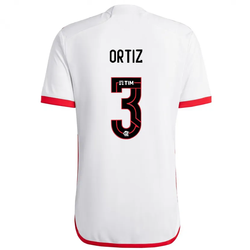 Danxen Enfant Maillot Léo Ortiz #3 Blanc Rouge Tenues Extérieur 2024/25 T-Shirt