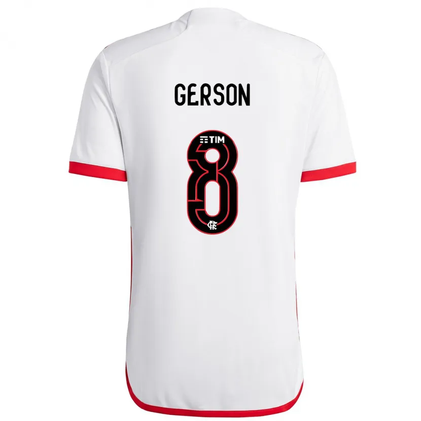 Danxen Enfant Maillot Gerson #8 Blanc Rouge Tenues Extérieur 2024/25 T-Shirt