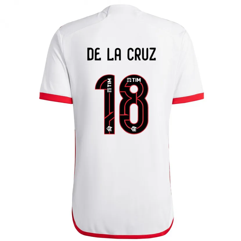 Danxen Enfant Maillot Nicolás De La Cruz #18 Blanc Rouge Tenues Extérieur 2024/25 T-Shirt