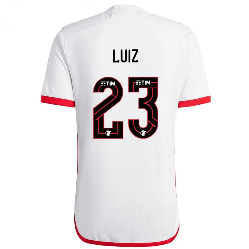 Danxen Enfant Maillot David Luiz #23 Blanc Rouge Tenues Extérieur 2024/25 T-Shirt