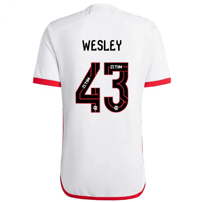 Danxen Enfant Maillot Wesley #43 Blanc Rouge Tenues Extérieur 2024/25 T-Shirt