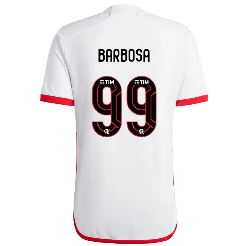 Danxen Enfant Maillot Gabriel Barbosa #99 Blanc Rouge Tenues Extérieur 2024/25 T-Shirt