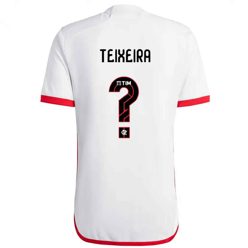 Danxen Enfant Maillot Guilherme Teixeira #0 Blanc Rouge Tenues Extérieur 2024/25 T-Shirt