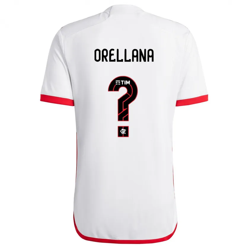 Danxen Enfant Maillot Joan Orellana #0 Blanc Rouge Tenues Extérieur 2024/25 T-Shirt