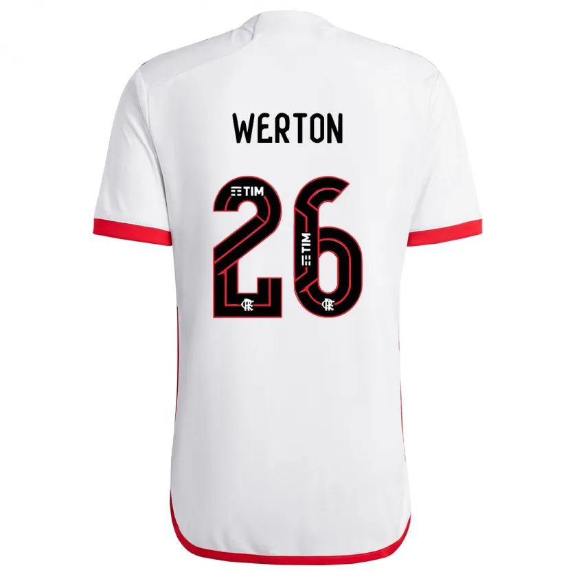 Danxen Enfant Maillot Werton #26 Blanc Rouge Tenues Extérieur 2024/25 T-Shirt