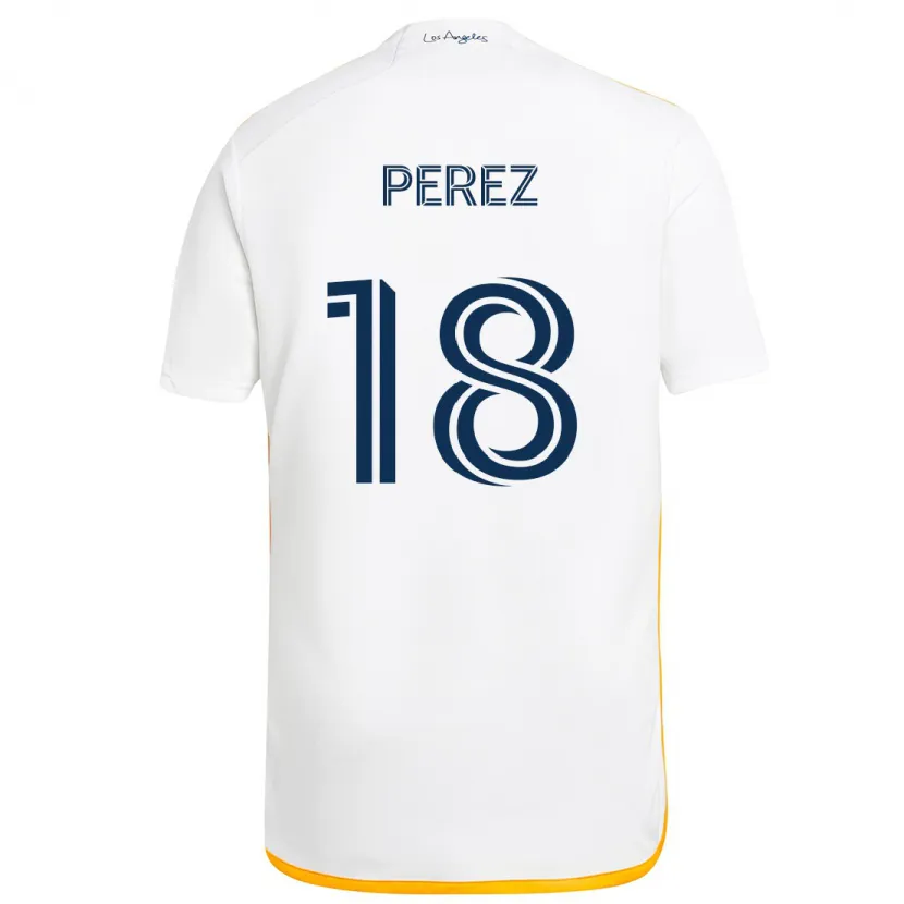 Danxen Homme Maillot Jonathan Pérez #18 Blanc Jaune Tenues Domicile 2024/25 T-Shirt