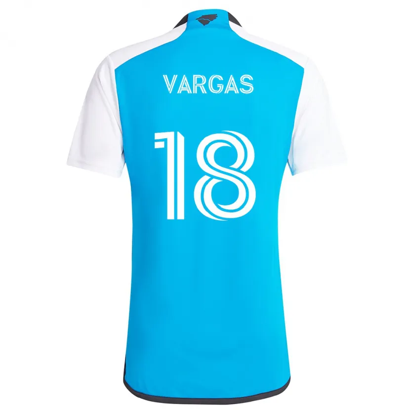 Danxen Homme Maillot Kerwin Vargas #18 Bleu Blanc Tenues Domicile 2024/25 T-Shirt