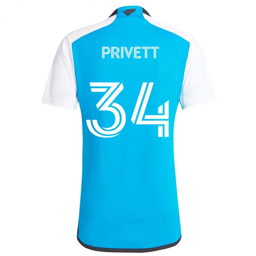 Danxen Homme Maillot Andrew Privett #34 Bleu Blanc Tenues Domicile 2024/25 T-Shirt