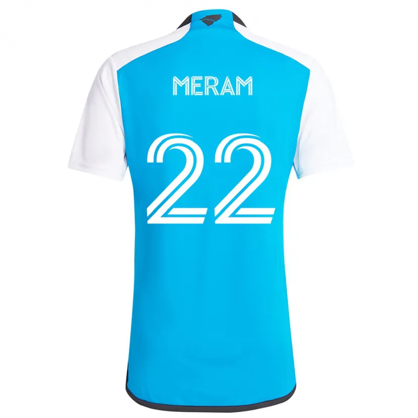 Danxen Homme Maillot Justin Meram #22 Bleu Blanc Tenues Domicile 2024/25 T-Shirt