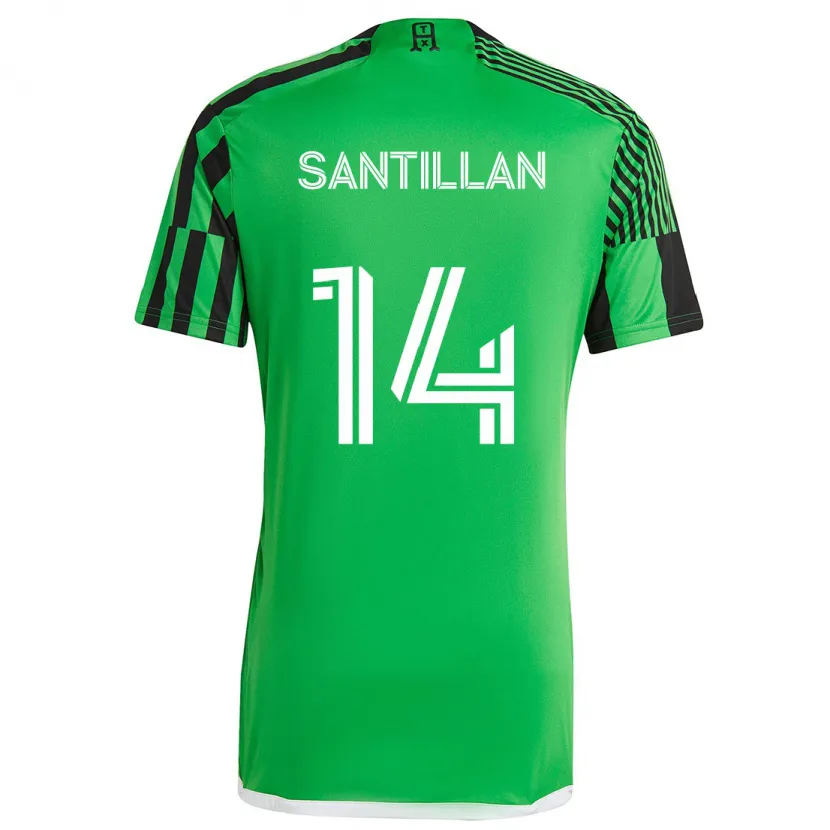 Danxen Homme Maillot Jonathan Santillan #14 Vert Noir Tenues Domicile 2024/25 T-Shirt