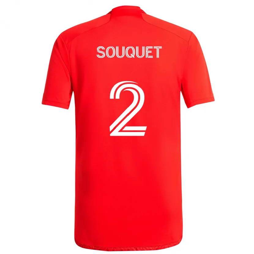 Danxen Homme Maillot Arnaud Souquet #2 Rouge Blanc Tenues Domicile 2024/25 T-Shirt