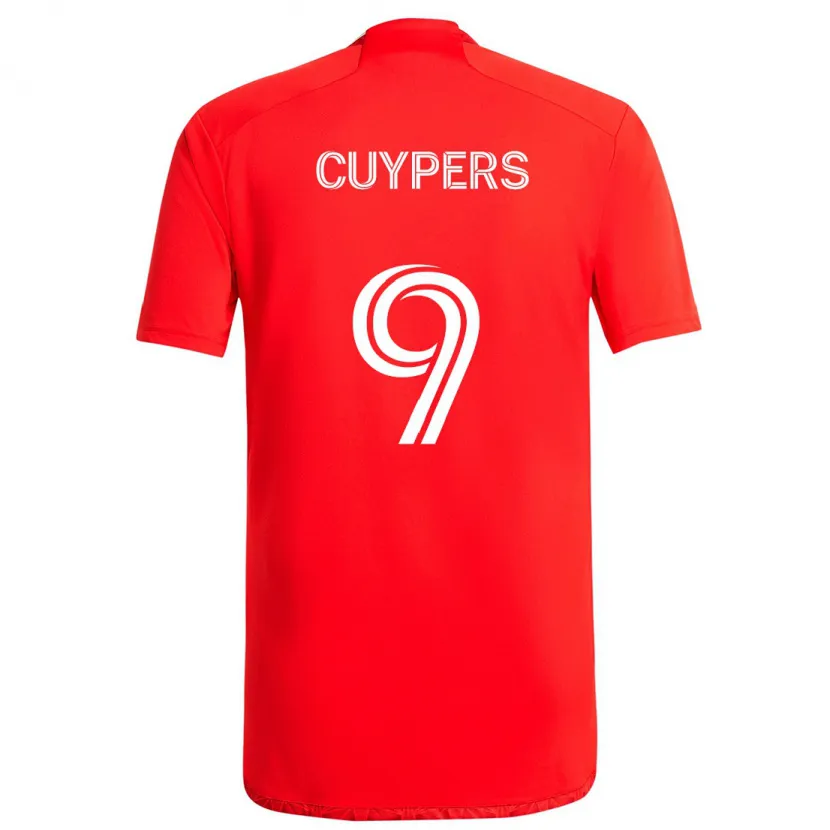 Danxen Homme Maillot Hugo Cuypers #9 Rouge Blanc Tenues Domicile 2024/25 T-Shirt