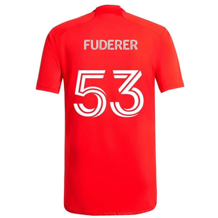 Danxen Homme Maillot Jake Fuderer #53 Rouge Blanc Tenues Domicile 2024/25 T-Shirt