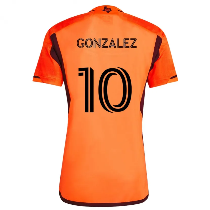 Danxen Homme Maillot Yair González #10 Orange Noir Tenues Domicile 2024/25 T-Shirt