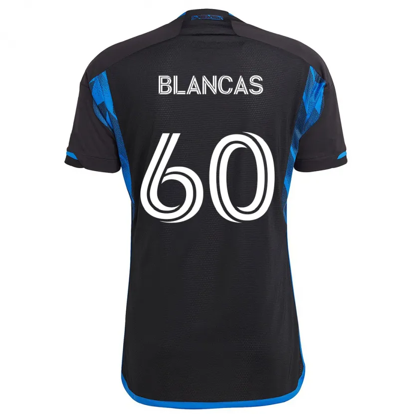 Danxen Homme Maillot Eduardo Blancas #60 Bleu Noir Tenues Domicile 2024/25 T-Shirt