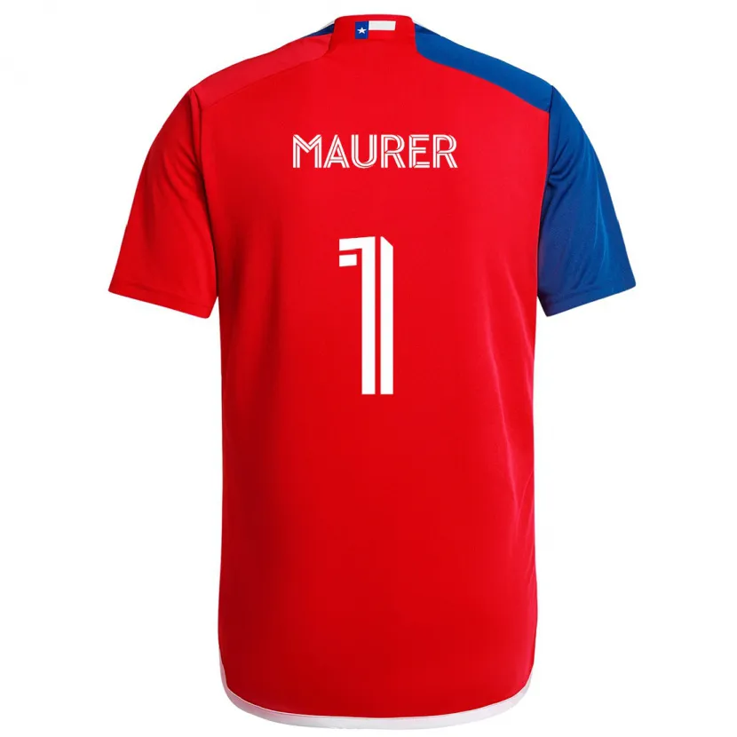 Danxen Homme Maillot Jimmy Maurer #1 Bleu Rouge Tenues Domicile 2024/25 T-Shirt