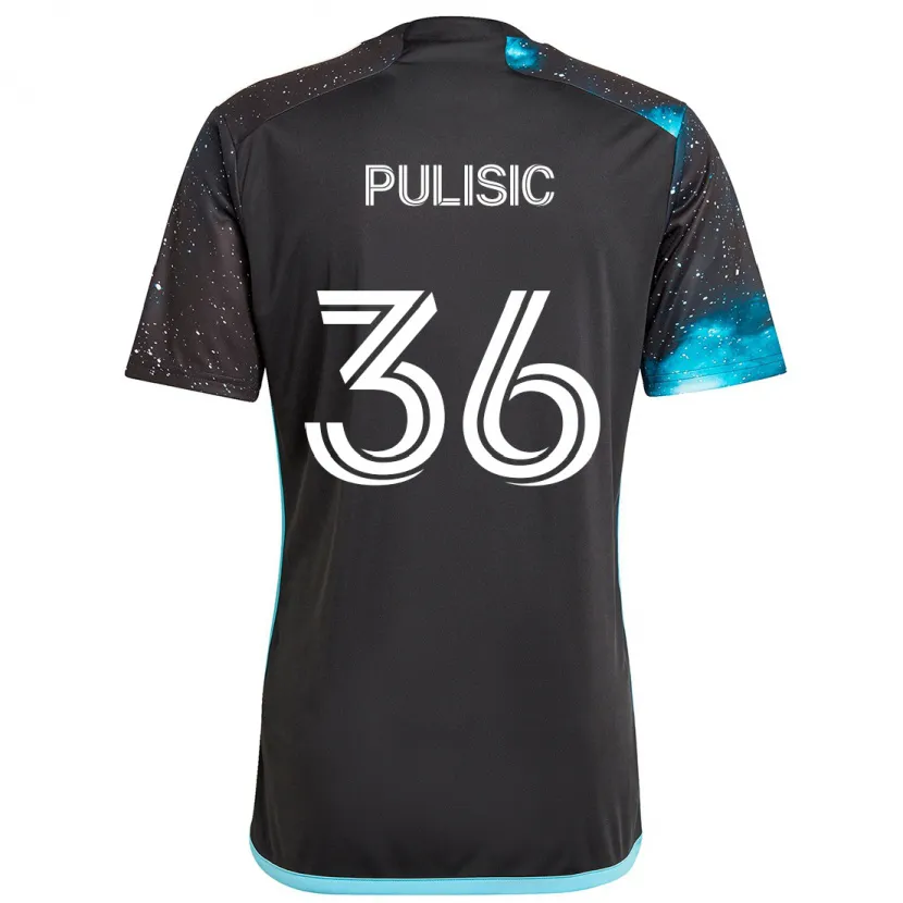 Danxen Homme Maillot Will Pulisic #36 Noir Bleu Tenues Domicile 2024/25 T-Shirt