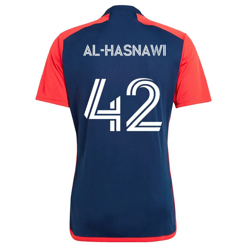 Danxen Homme Maillot Moshtaba Al-Hasnawi #42 Bleu Rouge Tenues Domicile 2024/25 T-Shirt