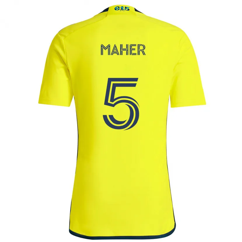 Danxen Homme Maillot Jack Maher #5 Jaune Bleu Tenues Domicile 2024/25 T-Shirt