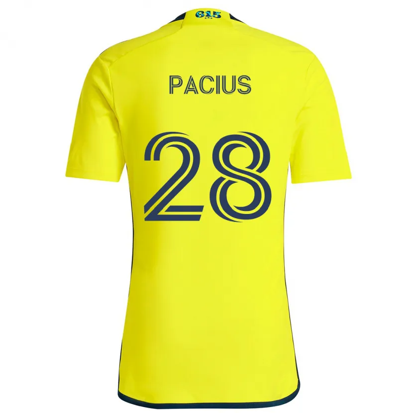 Danxen Homme Maillot Woobens Pacius #28 Jaune Bleu Tenues Domicile 2024/25 T-Shirt